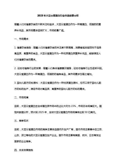 2023年大豆分离蛋白行业市场前景分析