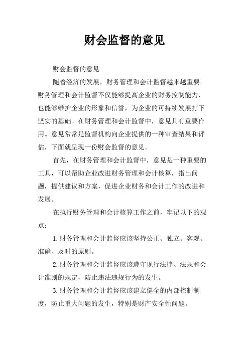 财会监督的意见
