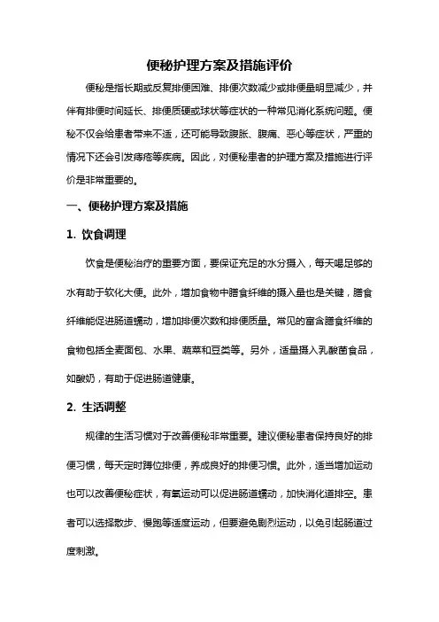 便秘护理方案及措施评价