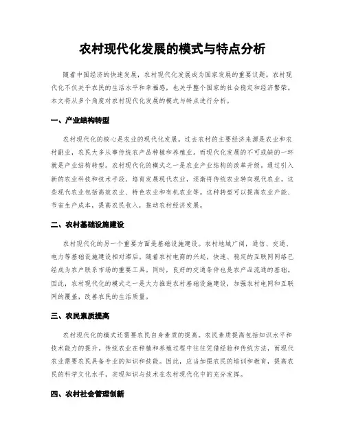 农村现代化发展的模式与特点分析