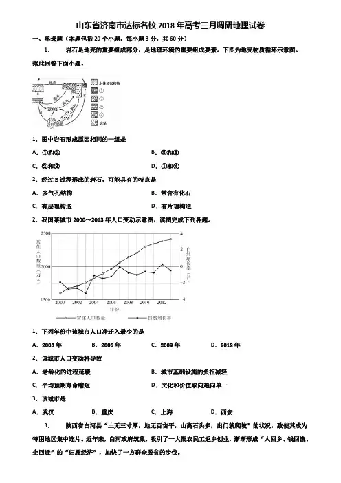 山东省济南市达标名校2018年高考三月调研地理试卷含解析