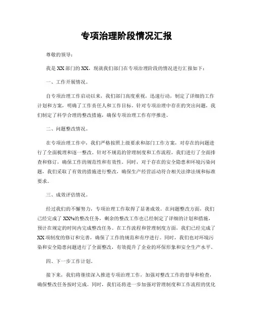 专项治理阶段情况汇报