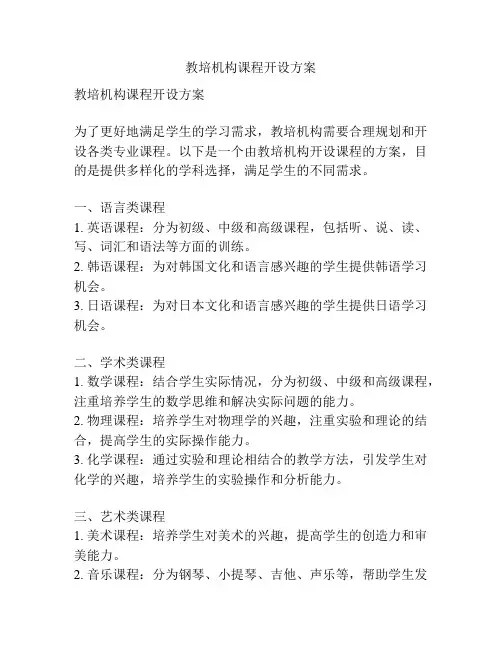 教培机构课程开设方案