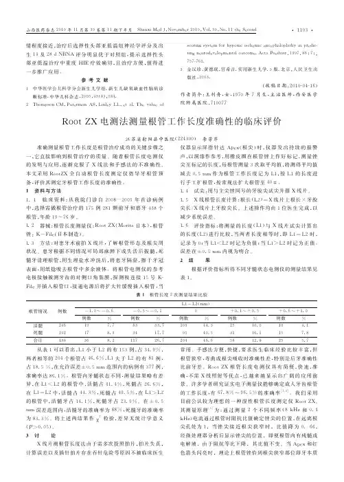 RootZX电测法测量根管工作长度准确性的临床评价