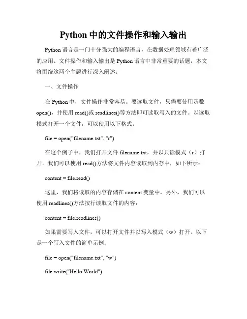 Python中的文件操作和输入输出