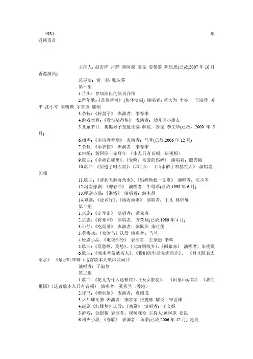 1984年春晚详细节目单