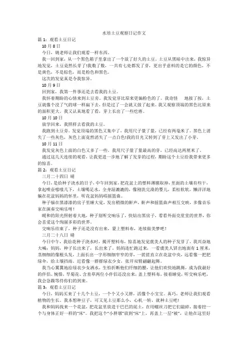 水培土豆观察日记作文