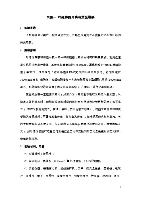 细胞生物学实验指导标准