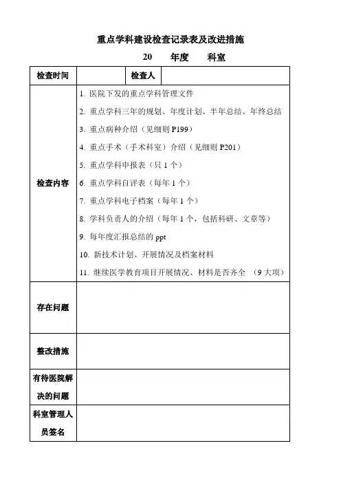 重点学科检查记录