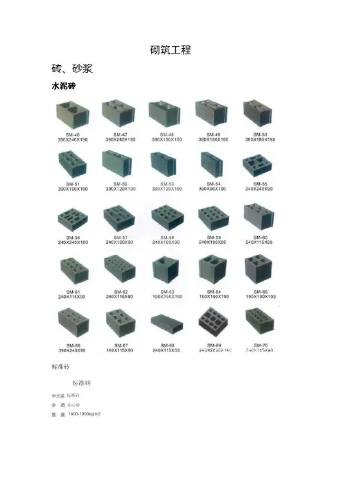 各种砖的规格材质以及对应定额