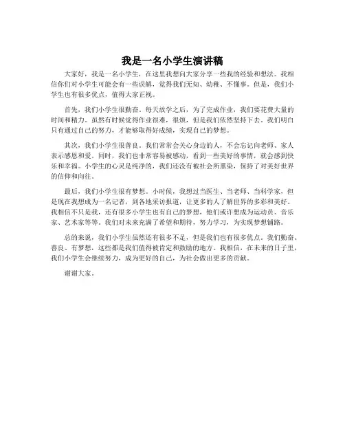 我是一名小学生演讲稿