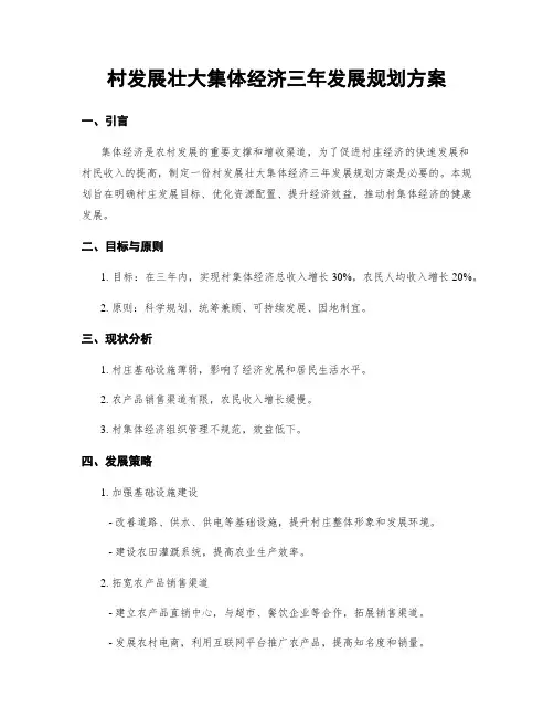 村发展壮大集体经济三年发展规划方案