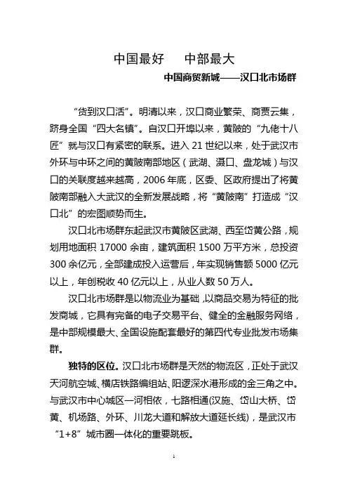 中国商贸新城——汉口北市场群