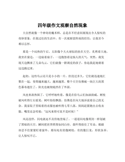 四年级作文观察自然现象