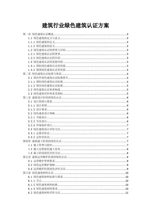 建筑行业绿色建筑认证方案
