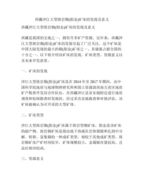 西藏冲江大型斑岩铜(钼金)矿床的发现及意义