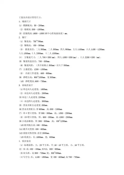 最全的家装工装尺寸(内含国家法律规定的)【范本模板】
