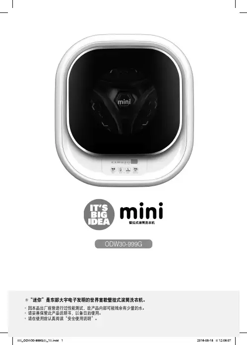 东部大宇 电子壁挂式滚筒洗衣机迷你型号ODW30-999G说明书