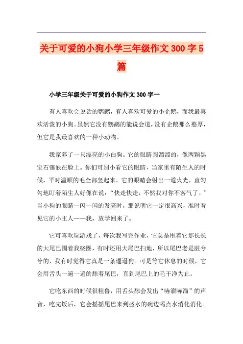 关于可爱的小狗小学三年级作文300字5篇
