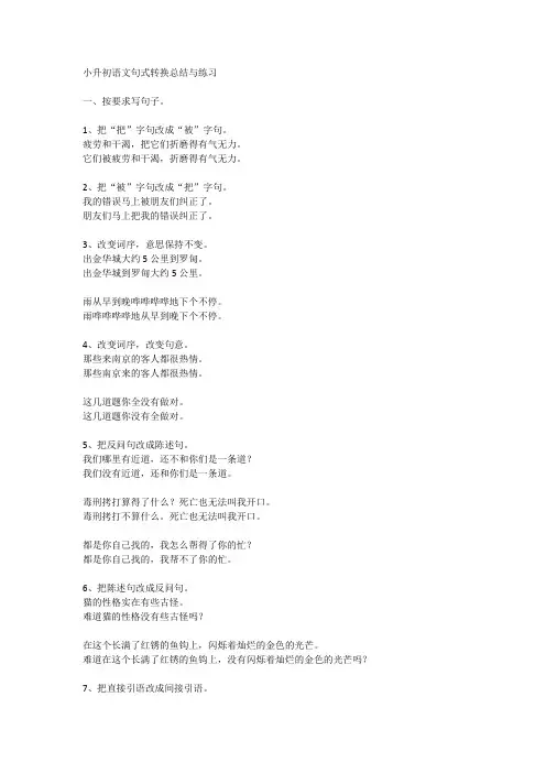 小升初语文句式转换总结与练习
