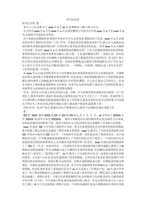 村书记自传