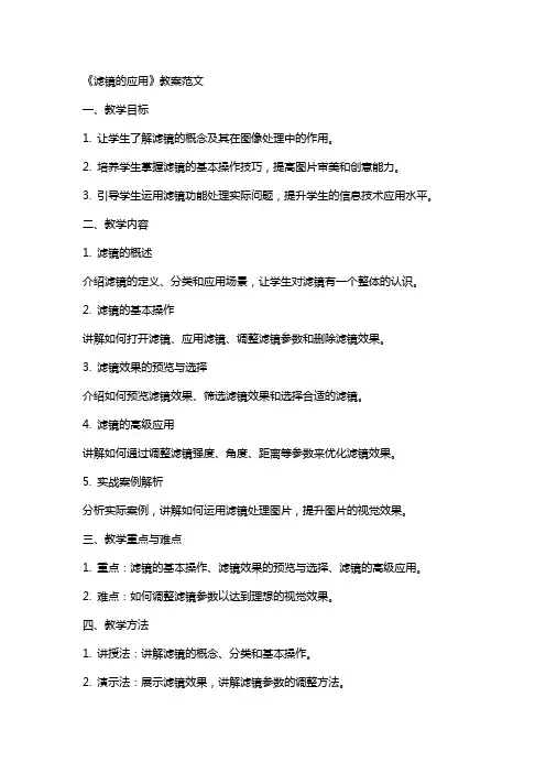 《滤镜的应用》教案范文