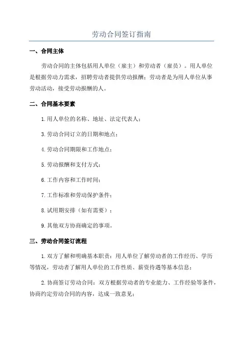 劳动合同签订指南