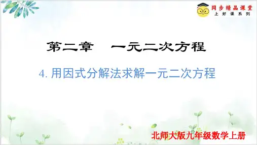 2.4 用因式分解法求解一元二次方程(课件)2024-2025学年九年级数学上册(北师大版)