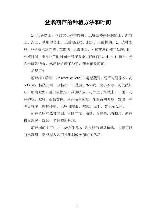盆栽葫芦的种植方法和时间