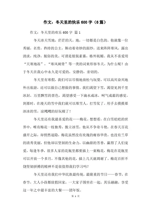 作文：冬天里的快乐600字(6篇)