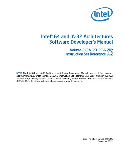 Intel 64 和 IA-32 架构开发者手册说明书