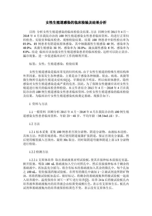 女性生殖道感染的临床检验及结果分析