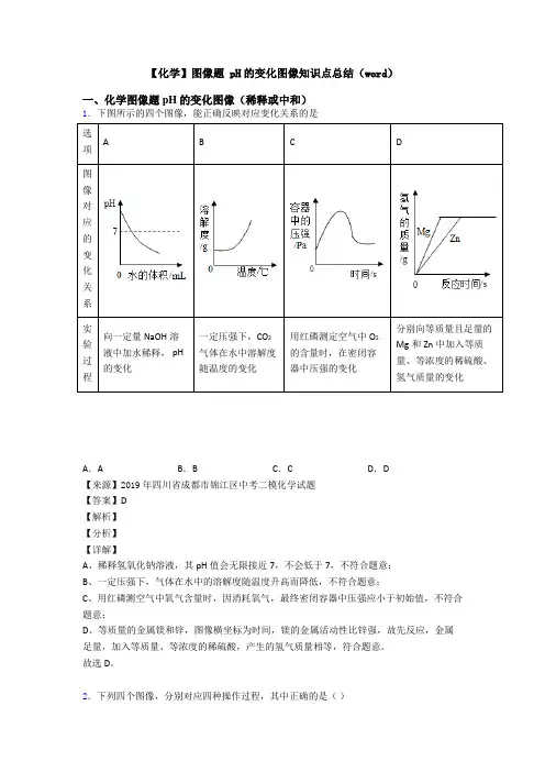 【化学】图像题 pH的变化图像知识点总结(word)