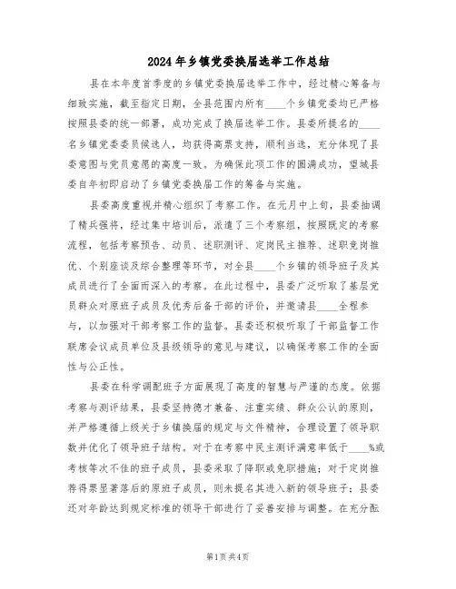 2024年乡镇党委换届选举工作总结(二篇)