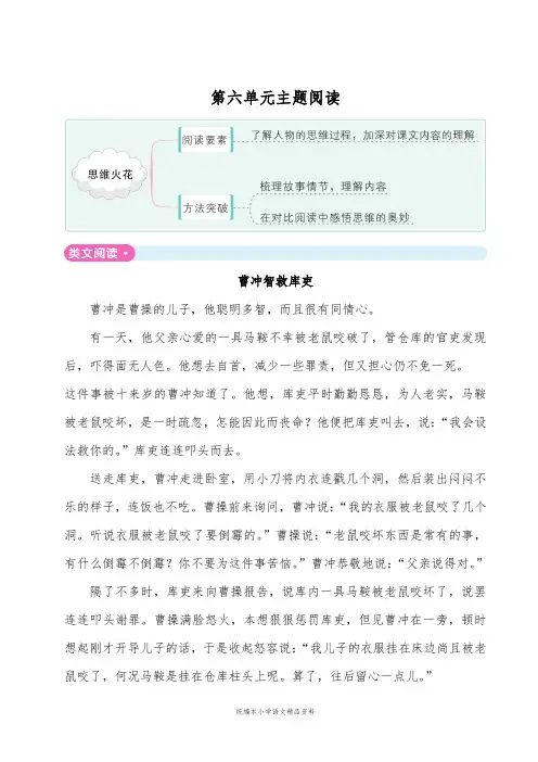 统编版2020五年级下册语文单元试题- 第六单元主题阅读  (含答案)