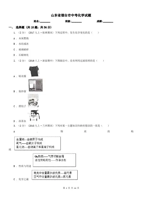 山东省烟台市中考化学试题