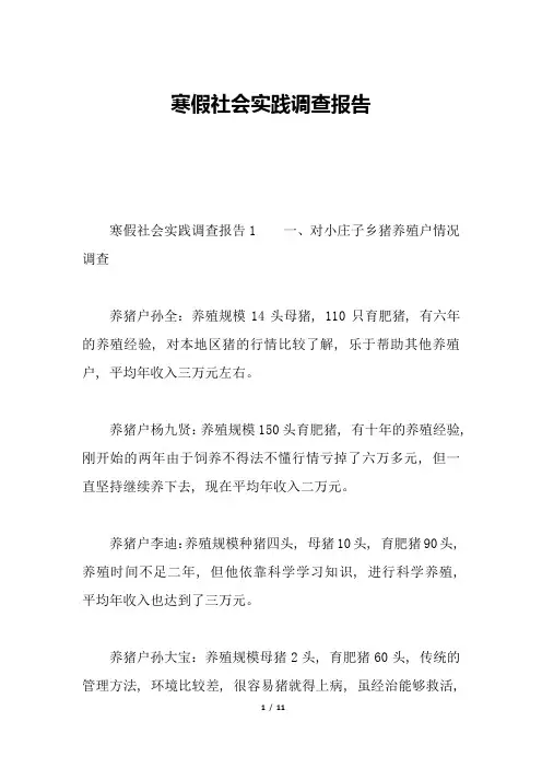 寒假社会实践调查报告