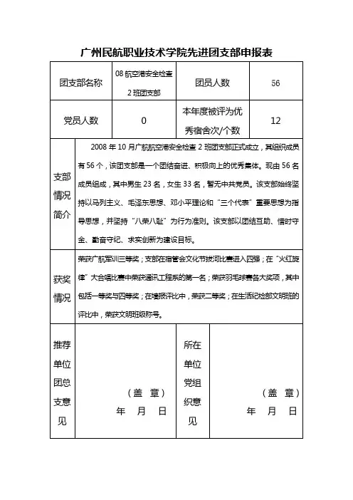 先进团支部申报表(模板)
