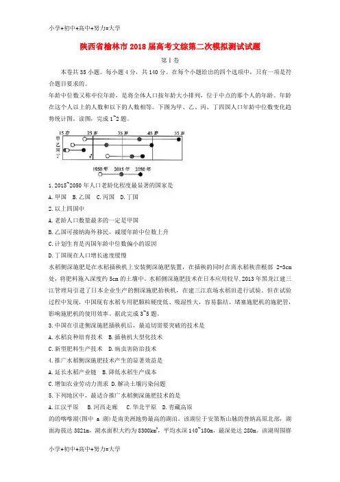 配套K12陕西省榆林市2018届高考文综第二次模拟测试试题