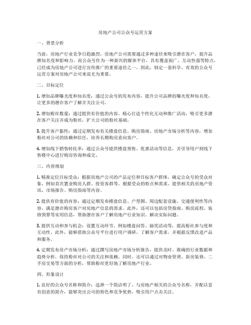 房地产公司公众号运营方案