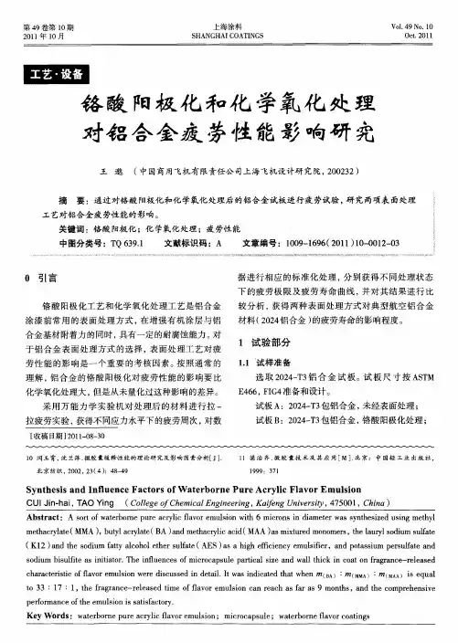 铬酸阳极化和化学氧化处理对铝合金疲劳性能影响研究