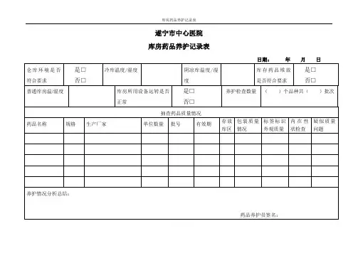 库房药品养护记录表