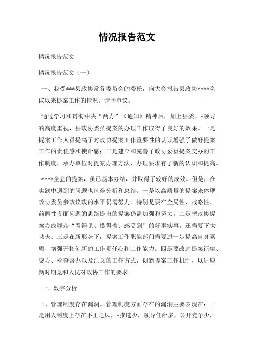 情况报告范文