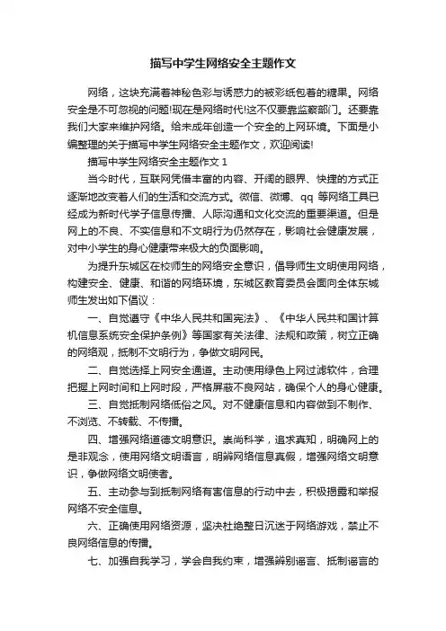 描写中学生网络安全主题作文