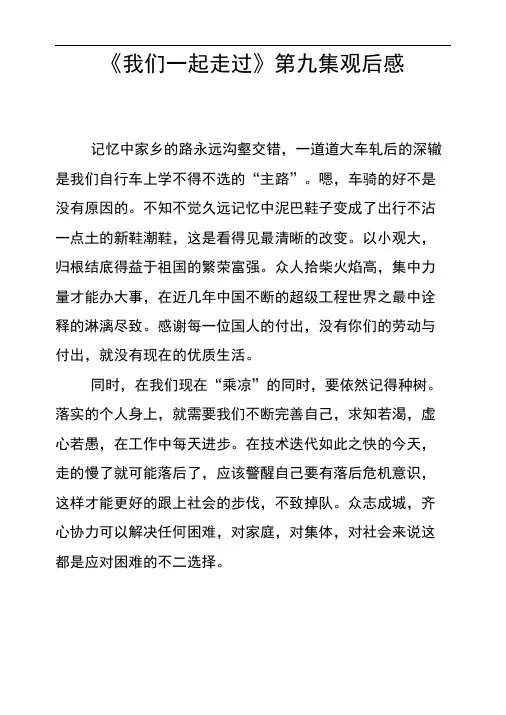 《我们一起走过》第九集观后感