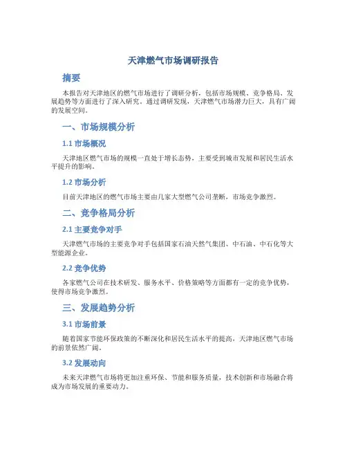 天津燃气市场调研报告