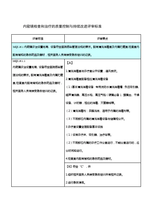 内窥镜检查和治疗的质量控制与持续改进评审标准