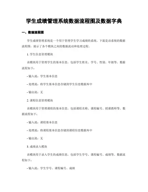 学生成绩管理系统数据流程图及数据字典