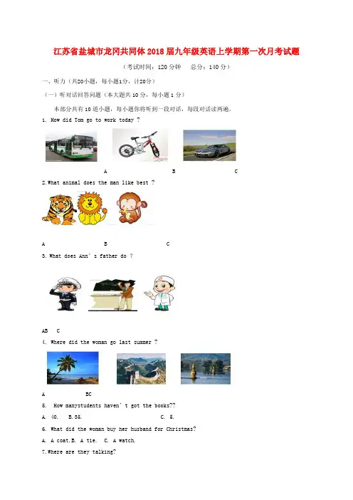 【精选】江苏省盐城市龙冈共同体九年级英语上学期第一次月考试题
