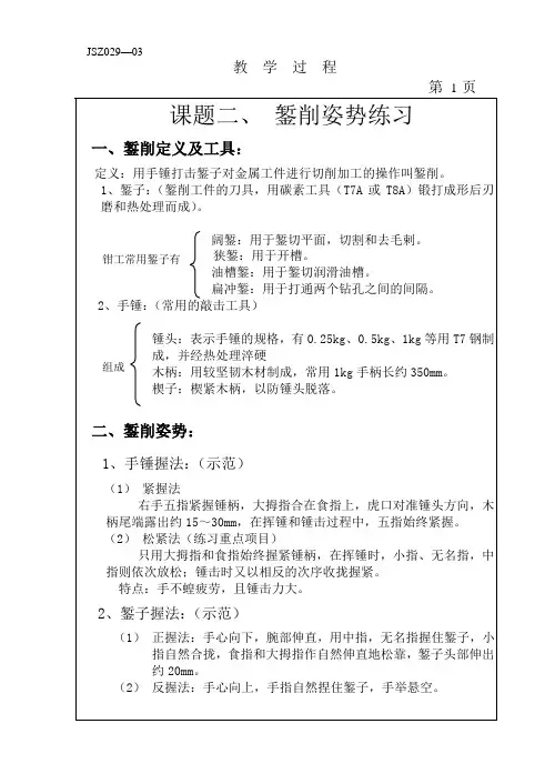 錾削姿势练习